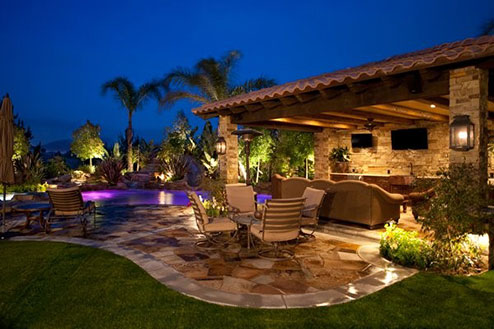 Landscaping around pool area